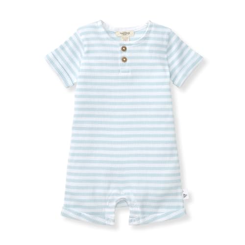 Image of Burt's Bees Baby Baby Boys' Short Sleeve Rompers, 100% Organic Cotton One-piece Coverall and Layette Set