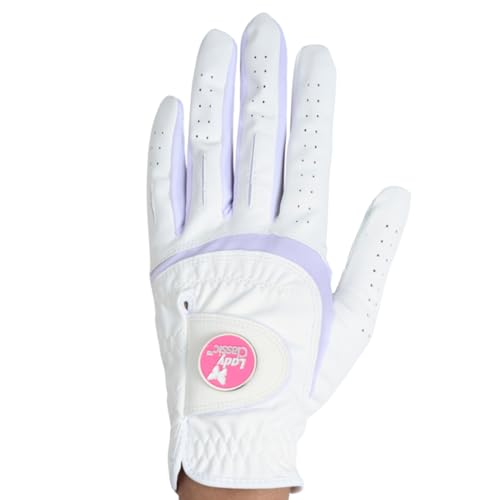Lady Classic Soft Flex Golf Glove for Women with Magnetic Ball Marker | Comfortable Grip, Removable Marker, Soft Leather Palm Patch – Stylish & Flexible Ladies Golf Glove (White/Left Hand/M)