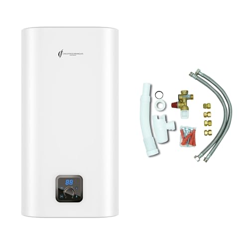Chauffe Eau Electrique Plat Mural Multipositions Kimoro Sannover 80 Litres + Kit d'Installation Complet NF