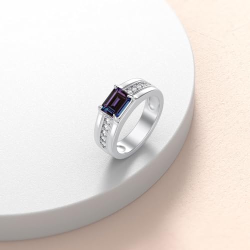 10K 14K 18K Gold 2 Carat Mens Gemstone Rings with Side Moissanite Emerald Cut Gemstone Engagement Rings For Men/Father/Husband2