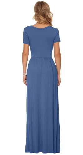 Image of AUSELILY Women's Classic Short Sleeve Loose Plain Casual Long Maxi Dresses for Women 2026