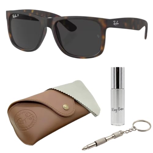 Image of Ray-Ban RB4165 JUSTIN CLASSIC Square Shaped Sunglasses for Men with Official RAYBAN Eyewear Kit