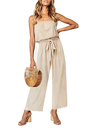 Zesica women's casual off shoulder solid color strapless belted w…