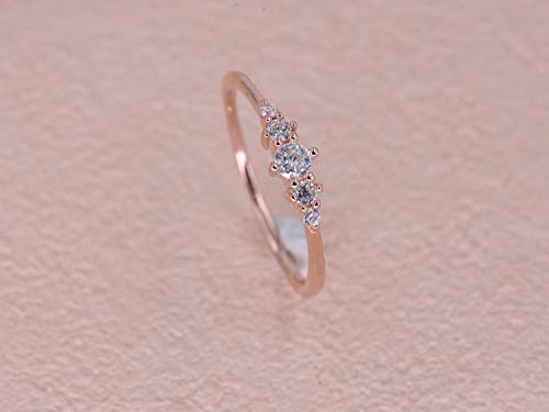 Sterling Silver Stacking Ring with 5 Mini CZ Stones Eternity Band4