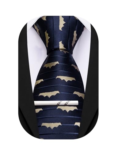 Image of Barry.Wang Silk Ties for Men Fun Necktie and Tie Clip Set for Wedding Party Business Formal Extra Long