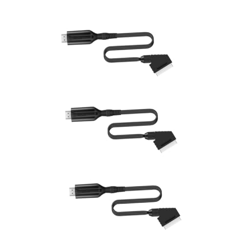 Housoutil 3 Piezas cable adaptador euroconector Convertidor SCART a video Cable SCART para un vídeo escalador de vídeo de 1080p convertidor de audio y video euroconector a adaptador de video