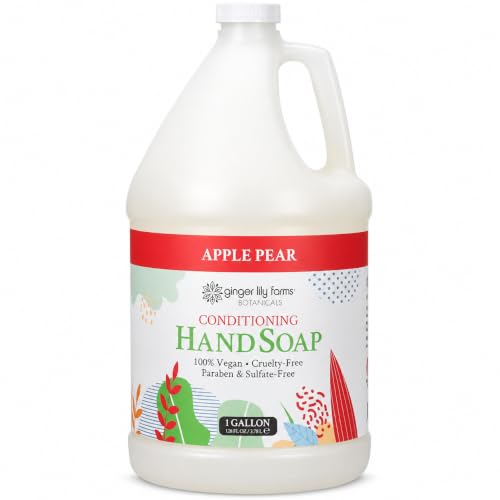 Ginger Lily Farms Botanicals All-Purpose Liquid Hand Soap Refill, 100% Vegan &amp; Cruelty-Free, Apple Pear Scent, 1 Gallon (128 fl. oz.)