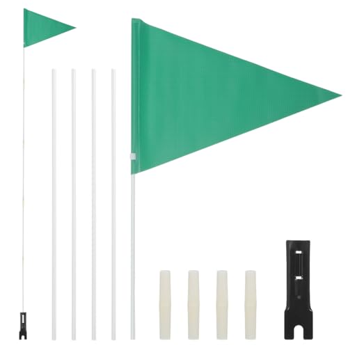 HANABASS Children's High Visibility Bike Flag 1 Set Long Safety Flag with Pole Waterproof Reflective for Bicycle Kids Bike Green