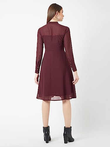 Image of Miss Chase Women's Round Neck Sleeveless Polyester Ruffled Knee- Length Dress