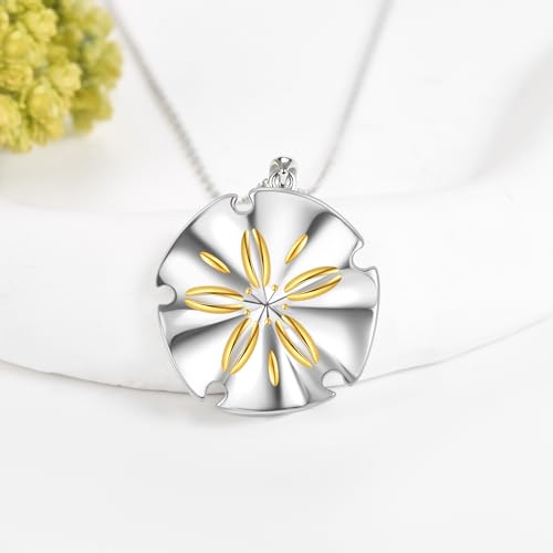 YAFEINI Sand Dollar Necklace 925 Sterling Silver Sand Dollar Pendant Necklace Charm Ocean Beach Hawaii Jewelry Gifts for Women3