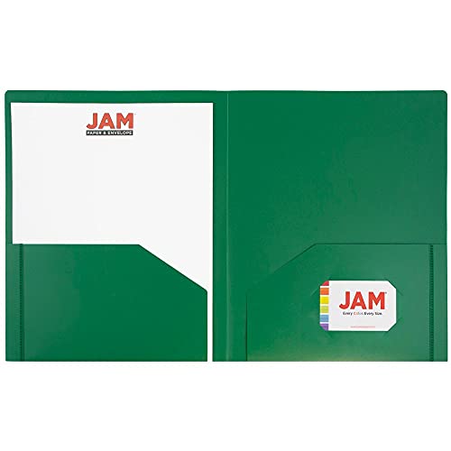 JAM-PAPER-Heavy-Duty-Plastic-2-Pocket-School-Folders-Green-6Pack