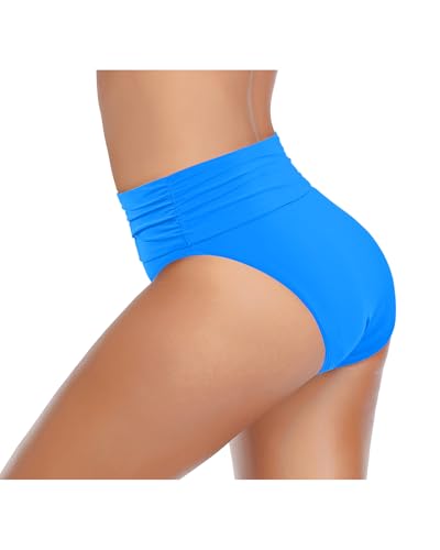 Image of Tempt Me Women's High Waisted Bikini Bottom Tummy Control Ruched Bathing Suit Swim Bottom