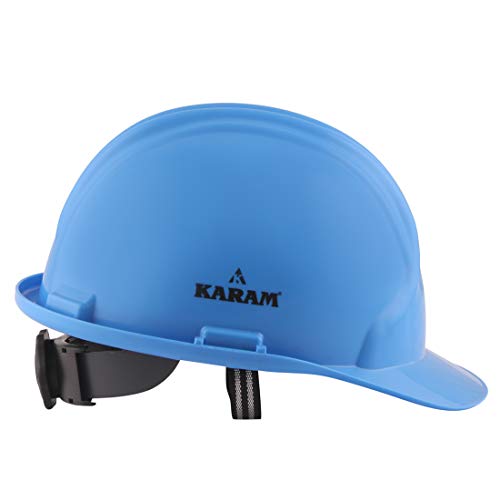 Image of KARAM PN581 Safety Industrial Helmet For Men | Light Weight with Ratchet Type Adjustment | Comfortable Fit & Durable Hard Hat | EN Certified | Star Blue