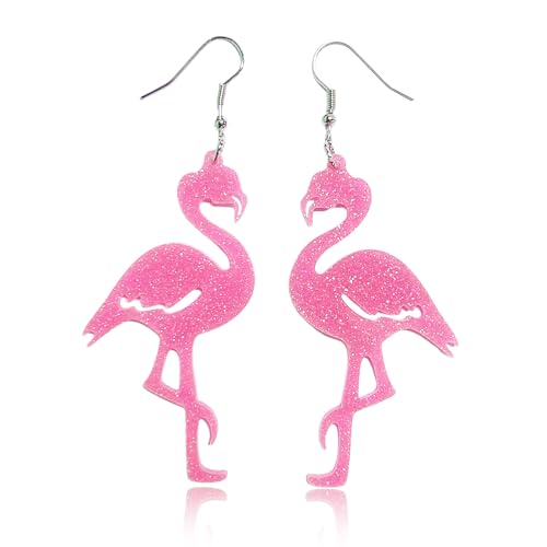 Flamingo Ohrringe, Flamingo Ohrringe Damen, Hawaii Ohrringes, Ohrring Rosa, Ohrringes Sommer Hängend, Hawaii Schmuck, Geburtstags, Verabredungs...