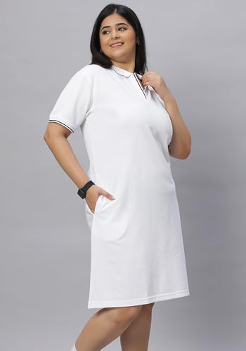 Image of Wear Your Opinion Women's Plus Size Soft PQ Polo Collar Neck Tipped Tshirt Dress