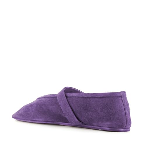 Women's Suede Mary Jane Flats with Silver Adjustable Buckle Strap, Round Toe Comfortable Dress Shoes for Daily & Office Wear2