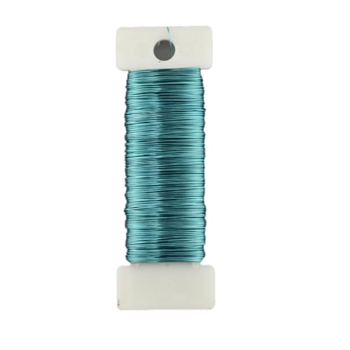 HAHIYO 26Gauge Blue Metal Floral Wire - 1 Roll, 38 Yards (115 Feet) - Flexible Paddle Wire for Craft, Christmas Wreath, Flower Arrangement, Bouquet Wrapping, Wedding, DIY