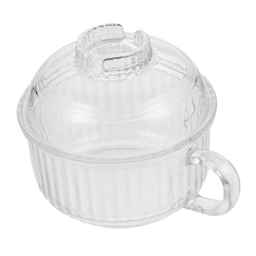 Frcolor 多機能蓋付きスープボウル 耐熱ガラス製 キッチン用蒸し器対応 煮込み料理やデザートに 家用便利スチューボウル