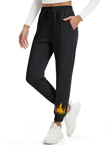 MAGCOMSEN Women's Fleece Lined Joggers Water Resistant Thermal Hiking Sweatpants Warm Pants for Cold...