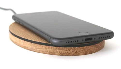 STREIFHOLZ Wireless Charger aus Holz, kabellos Laden Holz, induktiv Laden Holz, drahtlos Laden Holz, 10W Fast Charging (oval, Eiche)