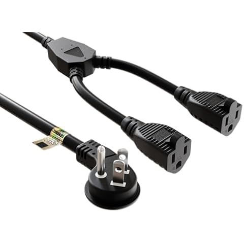 Cable Leader 14 inches Ultra Low Profile Power Extension Cord Splitter Cable 16 AWG, 2 NEMA 5-15R to 1 NEMA 5-15P Cover