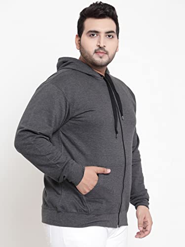 Image of Scott International Men's Solid Cotton Hoodies for Men Sweatshirt for Men Gym Warm Travel Hoodies for Men Pullover Hoodies for Boys Stylish Winter Wear with Hood and Pockets Zipper Hoodie Charcoal
