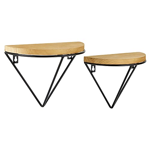 47th & Main Wooden Semi-Circular Floating Wall Shelf, Set of 2, N...