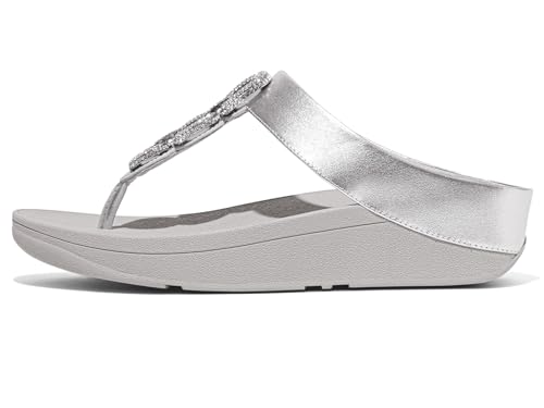Image of FitFlop Women's Fino Crystal-Chain Leather Toe-Post Sandal