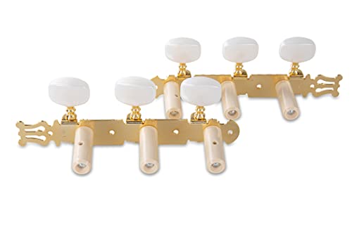 GEWA machine heads Classical guitar Set, Marbled acrylic buttons, gold - Image 2