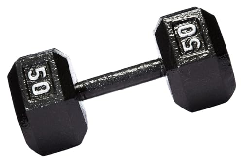 Image of AmazonBasics Cast Iron Hex Dumbbell Weight - 34 x 15 x 14 cm, 22.6 kg, Black