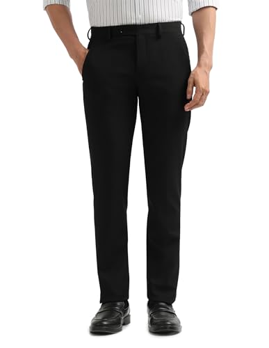 Image of Arrow Men Black Formal Trouser ARAEOTR2142