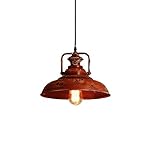 lampadario a sospensione in ferro battuto e27/e26 nostalgico industriale ferro art lampadario 40w retrò ristorante copertura singola testa lampadario 32 x 19,8 cm