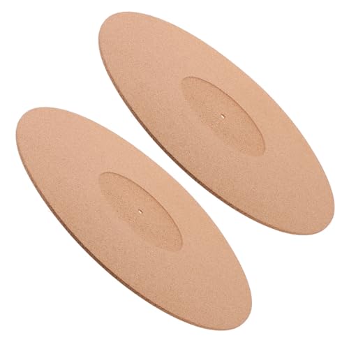 Yardwe 2pcs Cork Vinyl Record Mats for Turntable Static Protective Pads to Reduce Vibration Noise Enhance Sound Quality for Record Players present for Music Lovers