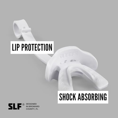 SLEEFS Football Mouth Guard - Lip/Mouthguard with Helmet Strap - Lip/Teeth Protector Mouthpiece - No Boil - for Youth/Adults, Maximum Air Flow, for All Sports - Cross White - Image 3