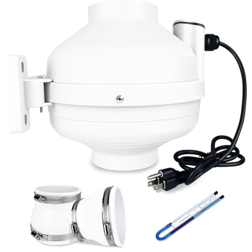 Dcfairfan 4x3 Inch Radon Mitigation System Kit, Quiet 260CFM Radon Mitigation Fan Inline Duct Fan IP67 Waterproof with soft joint and manometer, High Airflow Exhaust Fan for Indoor Outdoor