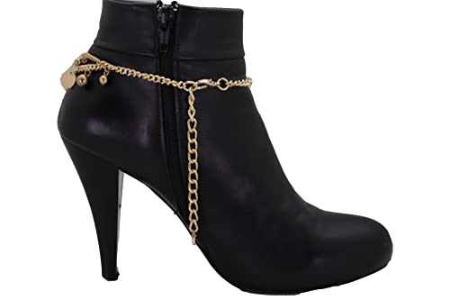 Trendyfashionjewelry Women Western Boot Chain Metal Bling Bracelet Anklet High Heel Shoe Ball Circle Charm Gold Color Rusty #TOP2
