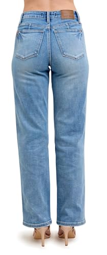 Judy Blue Mid Rise Tumm Control Vintage Wash Straight Jeans 889432