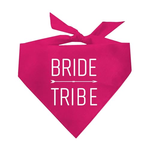 Bride Tribe Dog Bandana | 100% Cotton Triangle | Made in USA | Wedding Photo Prop | Bridal Shower | Engagement Announcement |Hot Pink, One Size (172)