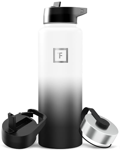 Image of IRON FLASK Camping & Hiking Hydration Flask with Straw, Wide Mouth Insulated Stainless Steel Sports Water Bottle - 40 oz Day & Night