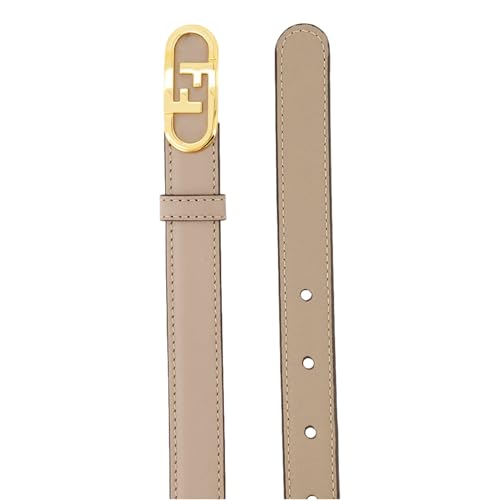 FENDI Women's Grey Skinny Calf Leather Belt, Gold Hardware FF Logo Size 80 cm (30 inches)3