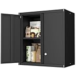 Metal Cabinet,Garage Cabinets Wall Mounted,Wall Storage Cabinet with Doors,Home Office,Utility Room,Black