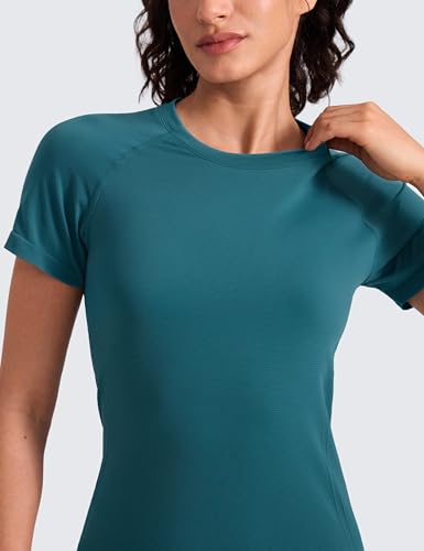 Image of CRZ YOGA Seamless T-Shirt Hip Length | Training, Chafe-Free, Slim Fit, Raglan Sleeves, Mesh Vents, Workout, Short Sleeve Tops for Women