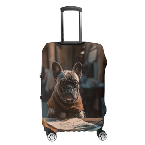 Luggage Cover Elastic Suitcase Cover Protector Washable Travel Baggage Covers Bulldog Eats Food at The Table Luggage Covers Carry On Luggage Protector Anti-scratch 19-32 Inch XL4