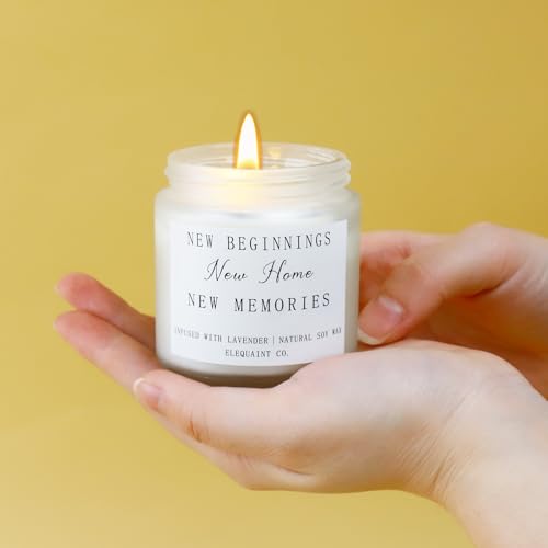 Ronoza Einzugsgeschenke Wohnung, Einweihungsgeschenk Duftkerze im Glas, Einweihungsgeschenk Haus, Geschenk zum Einzug, Einweihungsgeschenk Wohnung, Neues Zuhause Geschenk (Lavendel)