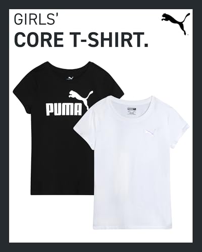 Image of PUMA Girls T Shirts - 2 Pack Short Sleeve Logo Graphic Tees - Casual Everyday Athletic Shirts for Girls (Sizes: S-XL)