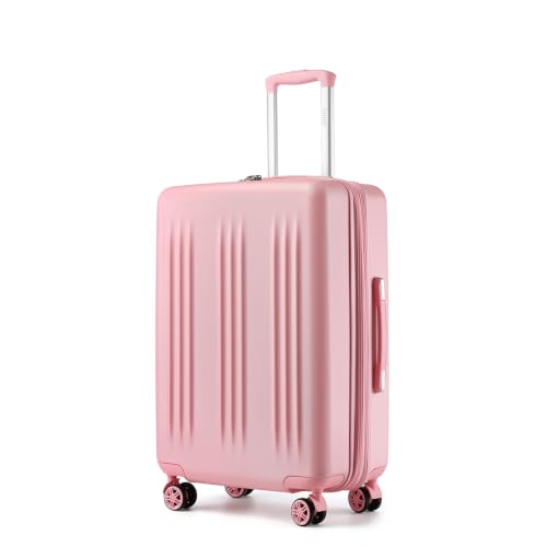 Image of Kono 24 Inch Expandable Checked Luggage with Spinner Wheels TSA Lock Pink | Medium Size Lightweight PC+ABS Hard Shell Suitcase, Durable and Drop Resistant, Suitable for 4-7 Days Trip Travel