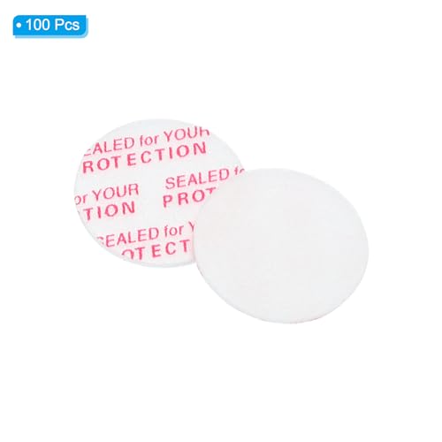 PATIKIL 100 Stück 22mm druckempfindliche Liner, PS-Schaumstoff Dichtungen Sicherheit Tamper wasserdichte Versiegelung Kappeneinlagen für Canning Flasche Jar Deckel，Rot Weiß