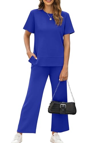 Image of XIEERDUO Women's 2 Piece Outfits Summer Lounge Sets Side Slit Loungewear