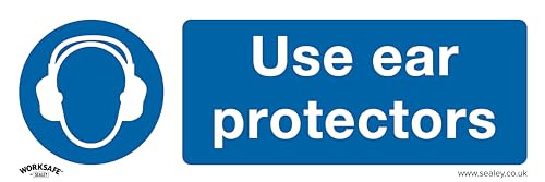 Image of Sealey, Use Ear Protectors - Mandatory Safety Sign - Self-Adhesive Vinyl - Pack of 10 - SS10V10