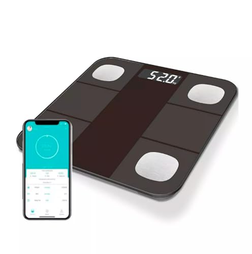 Balança Digital Corporal Bioimpedância Portátil c/Aplicativo Bluetooth Smart App Display Vidro tempe